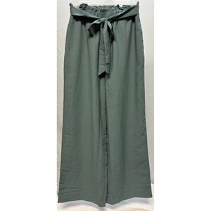 NiMin Clothing Co Womens Size M Teal Paperbag Wide Leg Pants Tie Belt NWT